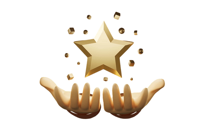 Referral rewards - hands holding a star